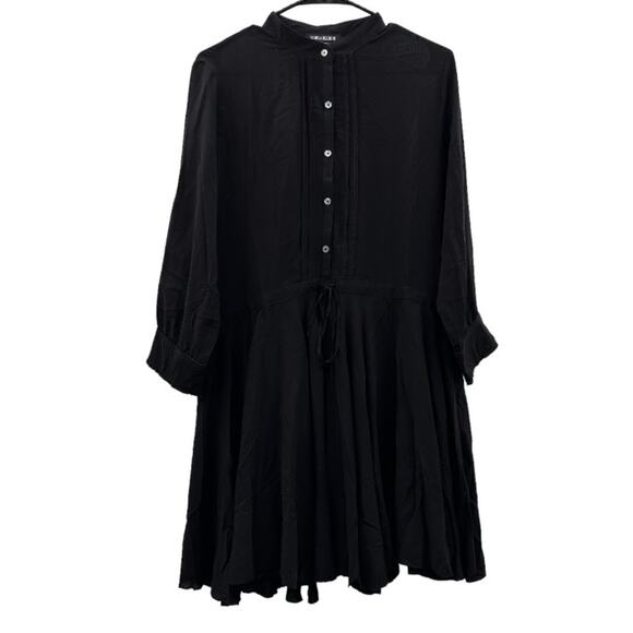 Zadig and Voltaire‎ Ranil Black Handkerchief Hem 3/4 Sleeve Button Mini Dress L - Picture 3 of 8